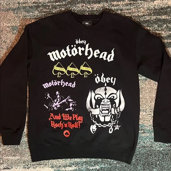 Obey Black Motörhead Graphic Crewneck Sweater - Picture 1 of 9